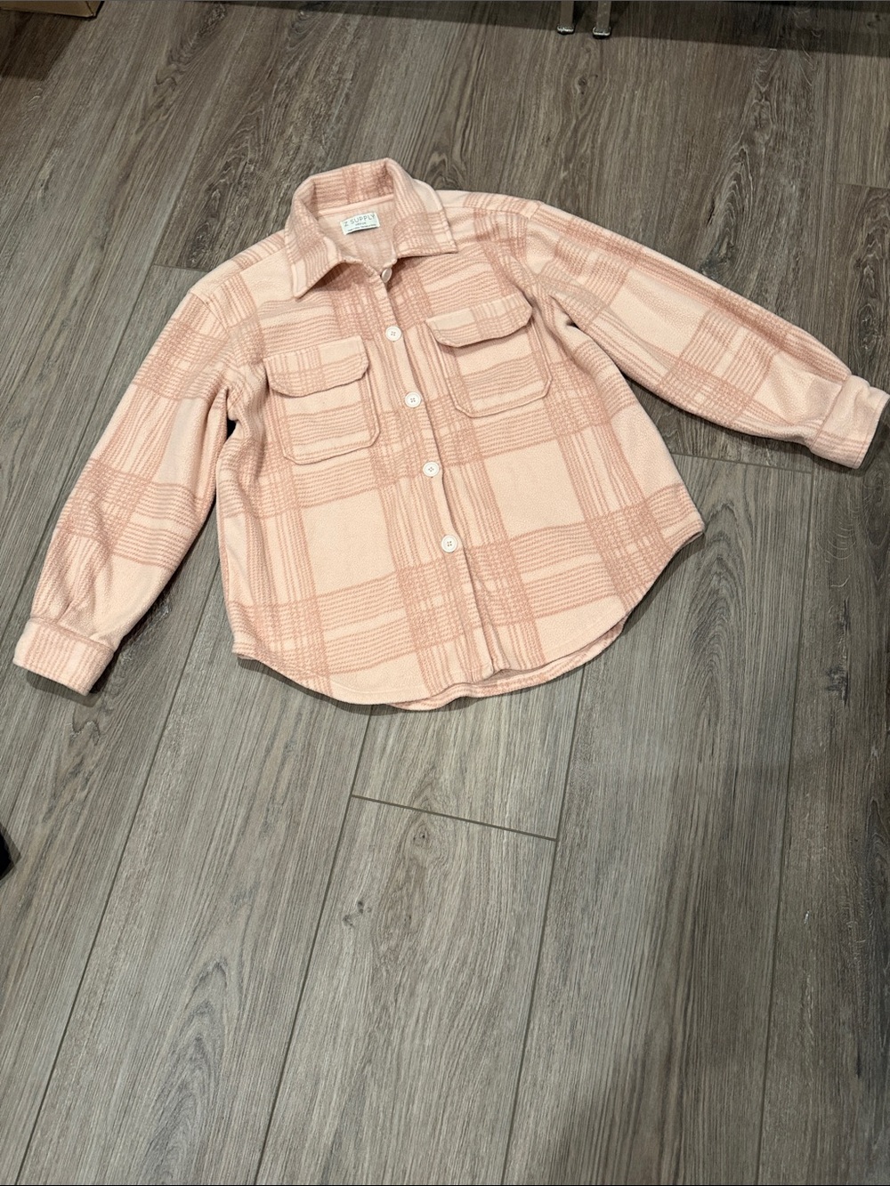Z Supply Blush Plaid Utility Shacket